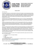 Notification of Virtual Learning (October 12 - October 16)
